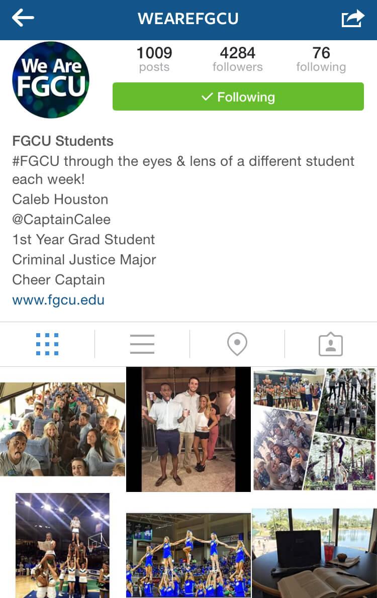 @WeAreFGCU: Students market FGCU through Instagram - Front ...