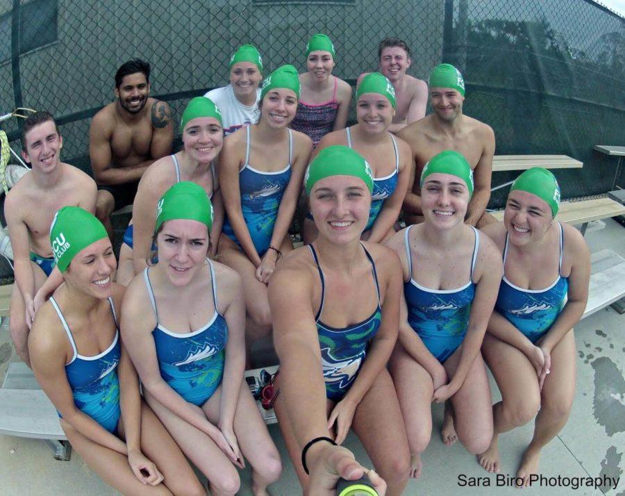 The swim club takes a selfie at the FGCU swim complex. (Photo special to Eagle News)