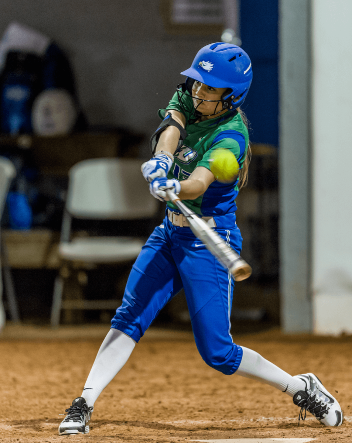 Racquel Fournet at bat in a 2016 home game against Hofstra. (Photo by Linwood Ferguson)