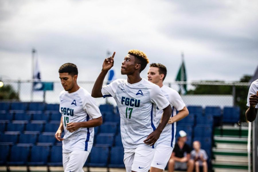 EN+Photo+by+Bret+Munson+%2F%2F+Shak+Adams+of+the+FGCU+mens+soccer+team+recently+became+the+fifth+athlete+in+program+history+to+score+a+hat+trick%2C+and+the+first+since+2016.+