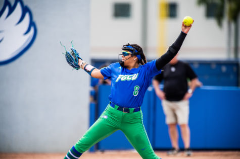 Riley Randolph of FGCU softball throws a pitch in a home-win against LIU-Brooklyn. Randolph earned her ninth career Pitcher of the Week award on Monday, Feb. 25.