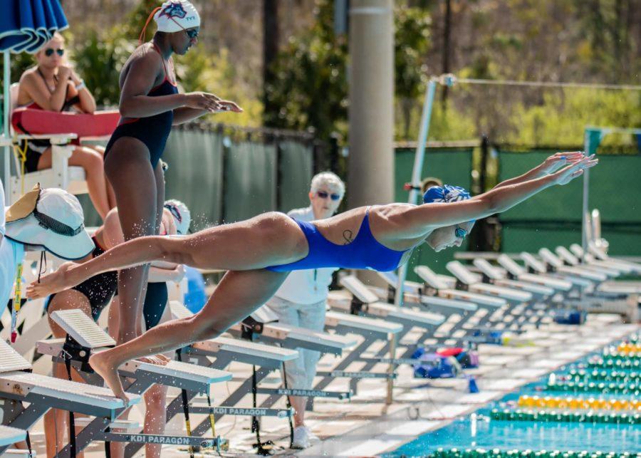 EN Photo by Julia Bonavita // The FGCU swimming and diving team opened their 2020 spring season with a 178-65 win this past Saturday. 