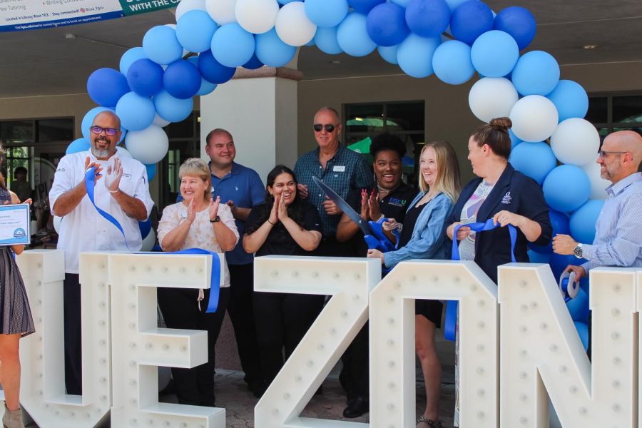 FGCU held a ribbon cutting ceremony on Feb. 23, 2023, for the universitys latest Blue Zone Project site, the Howard Hall dining options. The Blue Zone Project encourages students and staff to create healthier lifestyles. Photo by 