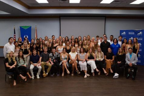 Student-athletes gathered for an academic luncheon, in which they were recognized for their academic achievements. Photo by Jessica Piland/FGCU Athletics