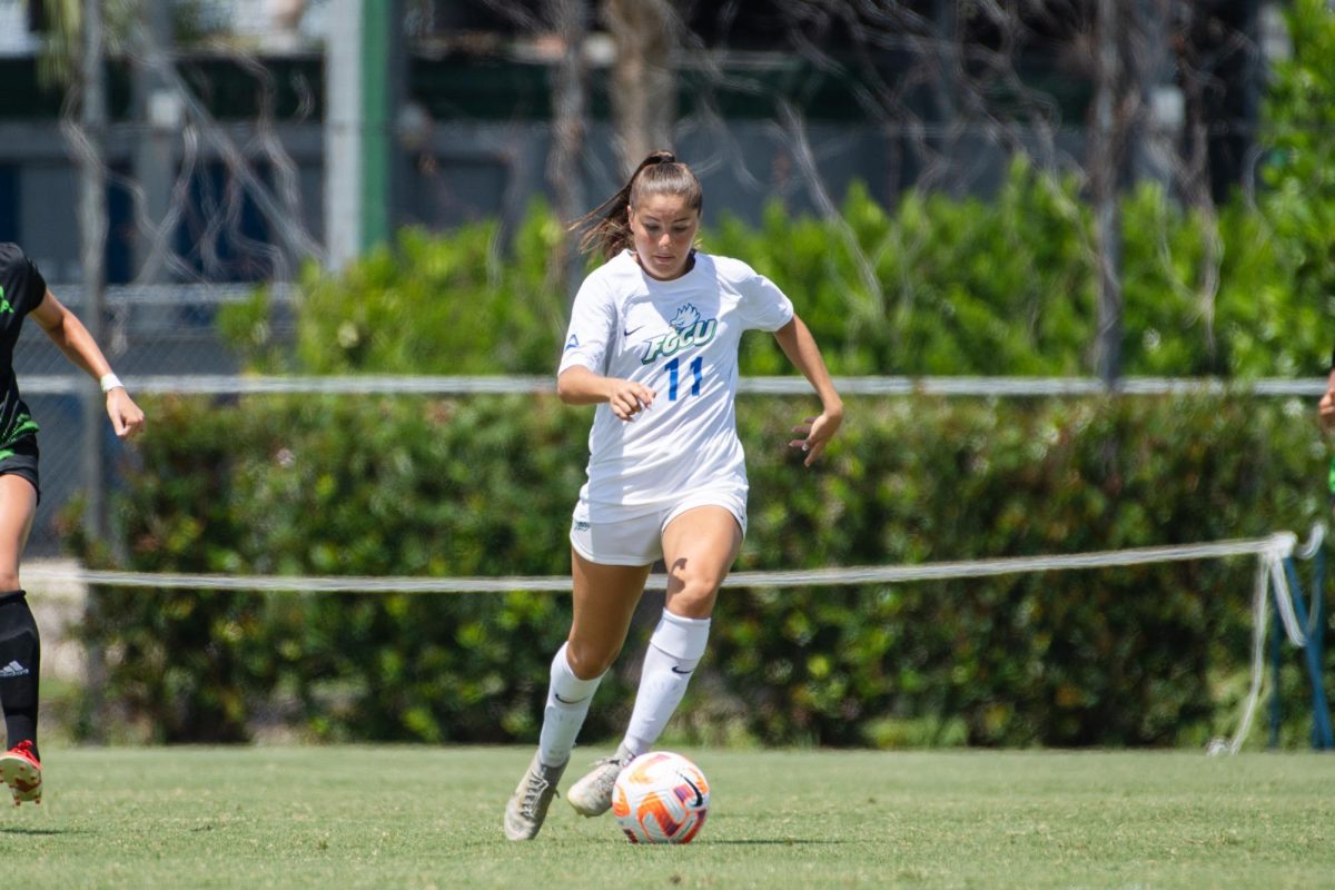 Forward Kendal Gargiula (11) scored the Eagles their second goal of the game against USF on August 27, 2023. 