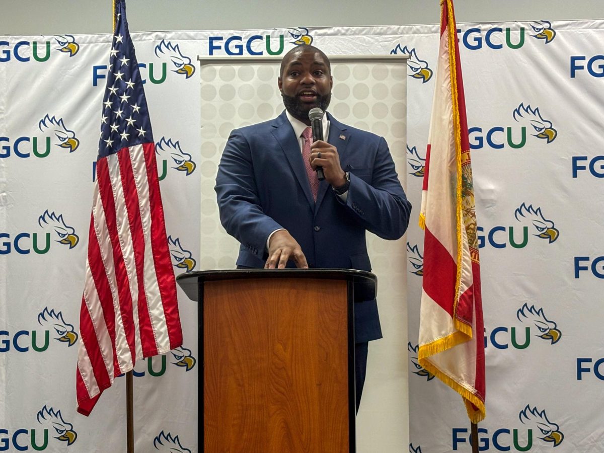 Congressman Byron Donalds speaks to FGCU Turning Point chapter about Florida governor campaign